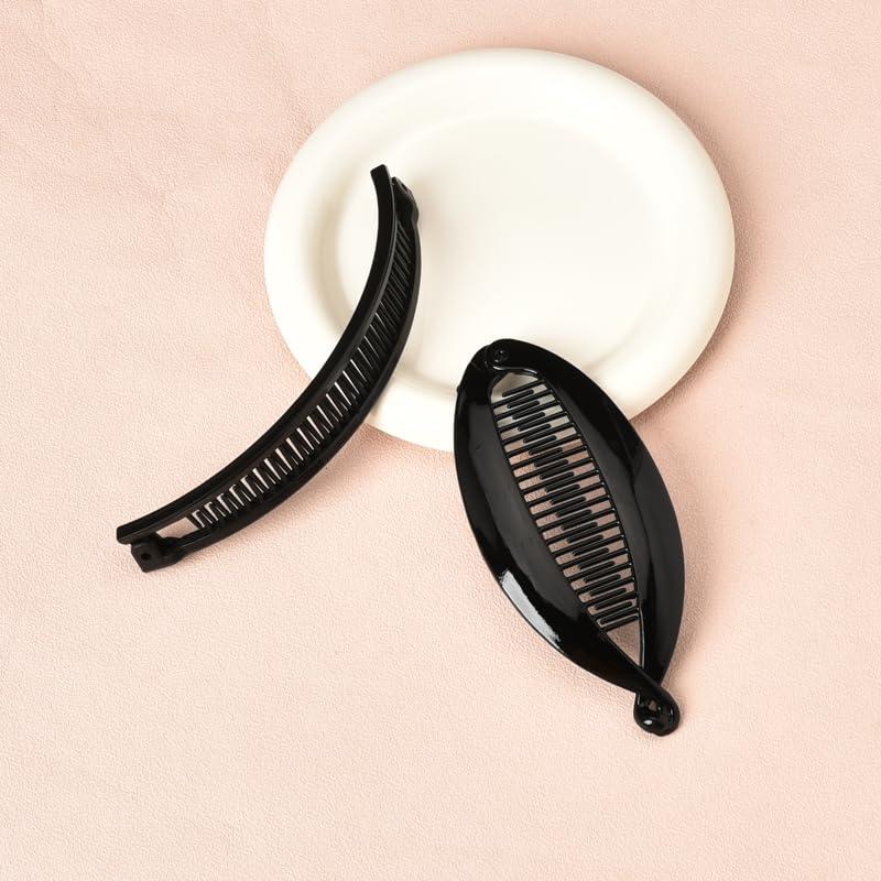 YALLNASL Hair Accessories: Banana Clips for Thick Curly Hair, Fishtail No-Slip Hair Combs, Barrettes for Women - 4 Pcs