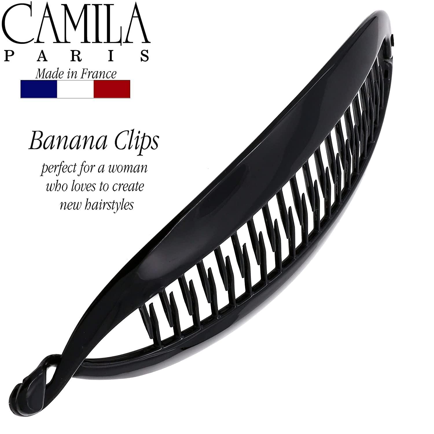 Camila Camila Paris NV135 2 Pack French Large Banana Clip Hair Comb Flexible Banana Clips Hair for Thick Hair Ponytail Holder Interlocking Banana Hair Clips Styling Hair Banana Clips for Women Made in France