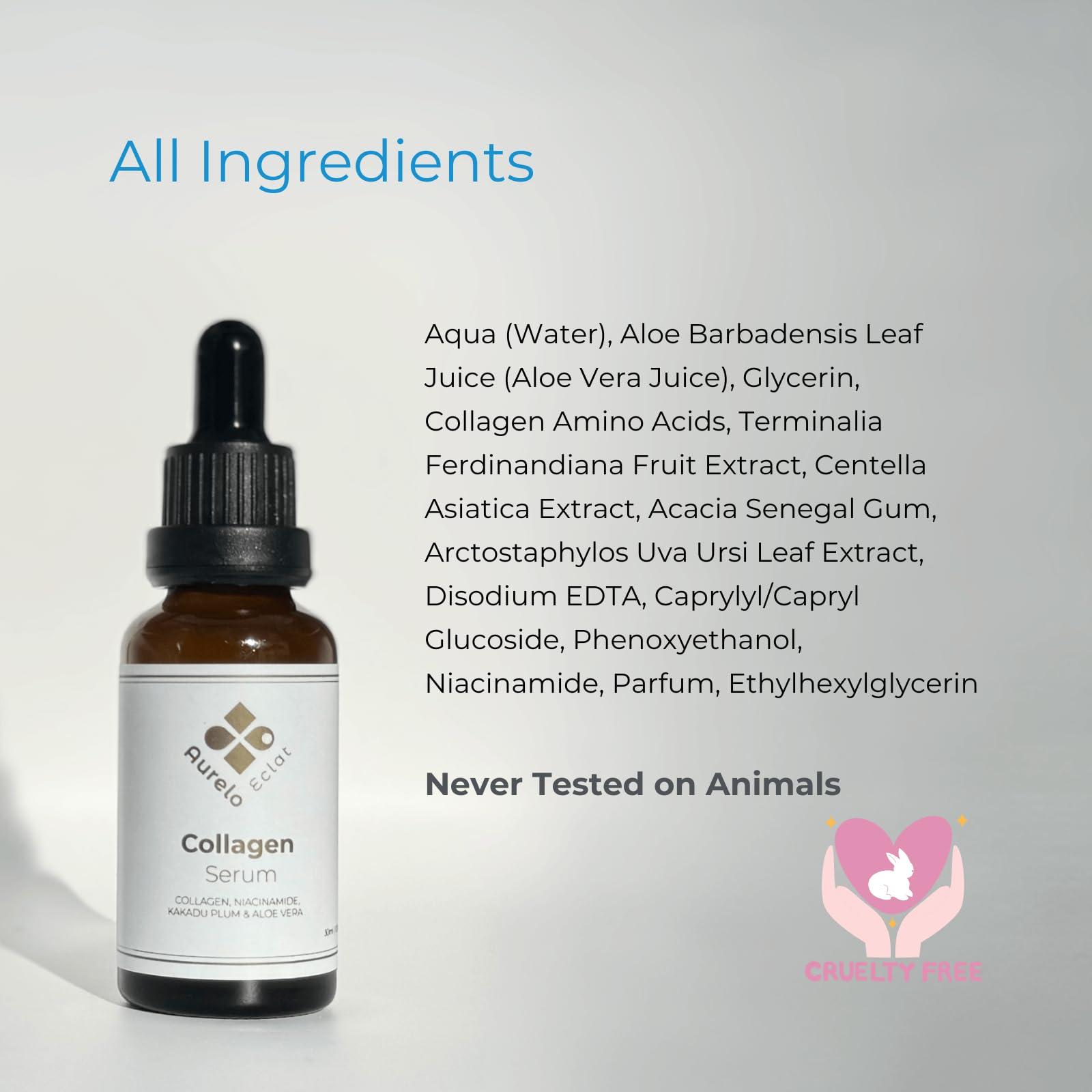 Aurelo Eclat Aurelo Eclat Collagen Serum with Niacinamide & Natural Vitamin C, 30ml Firming Serum for Youthful Radiance & Skin Elasticity