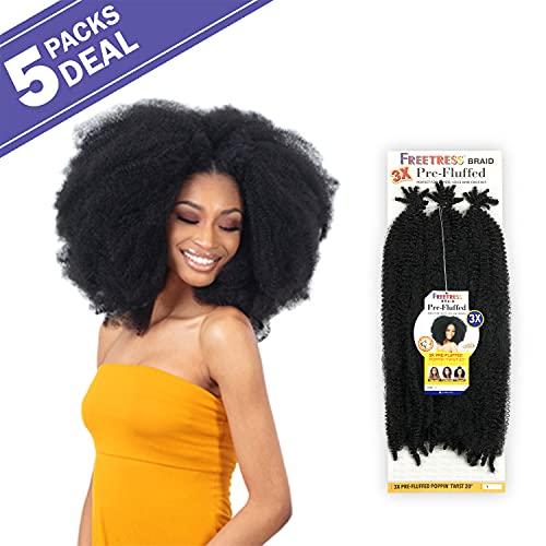 Fisher-Price SHAKE N GO FreeTress Crochet Braids 3X Pre-Fluffed Poppin Twist 20 (5-PACK, 1B)