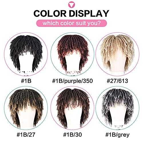 SUN LOCS SUN LOCS 6 Inch Short Dreadlocks Wigs for Black Women and Man with Clips In Synthetic Faux Locs Braided Wigs Afro Twists Dreadlocks Full Hair Replacement Wigs (1B/30#)