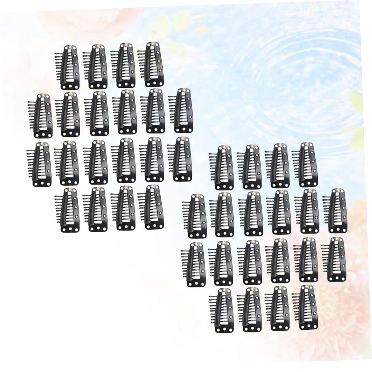 Ipetboom Ipetboom 200 Pcs 10 Hair Clip Scrunchie DIY Cap Pad Wig Clip with for Hair Pliers Hair Rollers with Clips Holder Hairdressing Snap Neon Hair Extensions Hair Net Mini Black