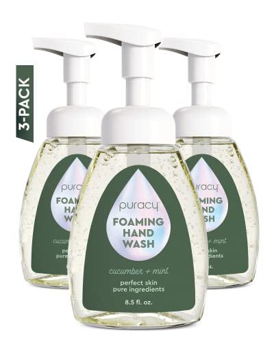 Puracy Puracy Foaming Hand Soap - Plant-Powered Natural Hand Soap As Seen on TikTok, Non-Toxic, Sulfate-Free Liquid Soap, Moisturizing Foam Handwash Liquid (Cucumber & Mint, 12 fl oz, 3-Pack)