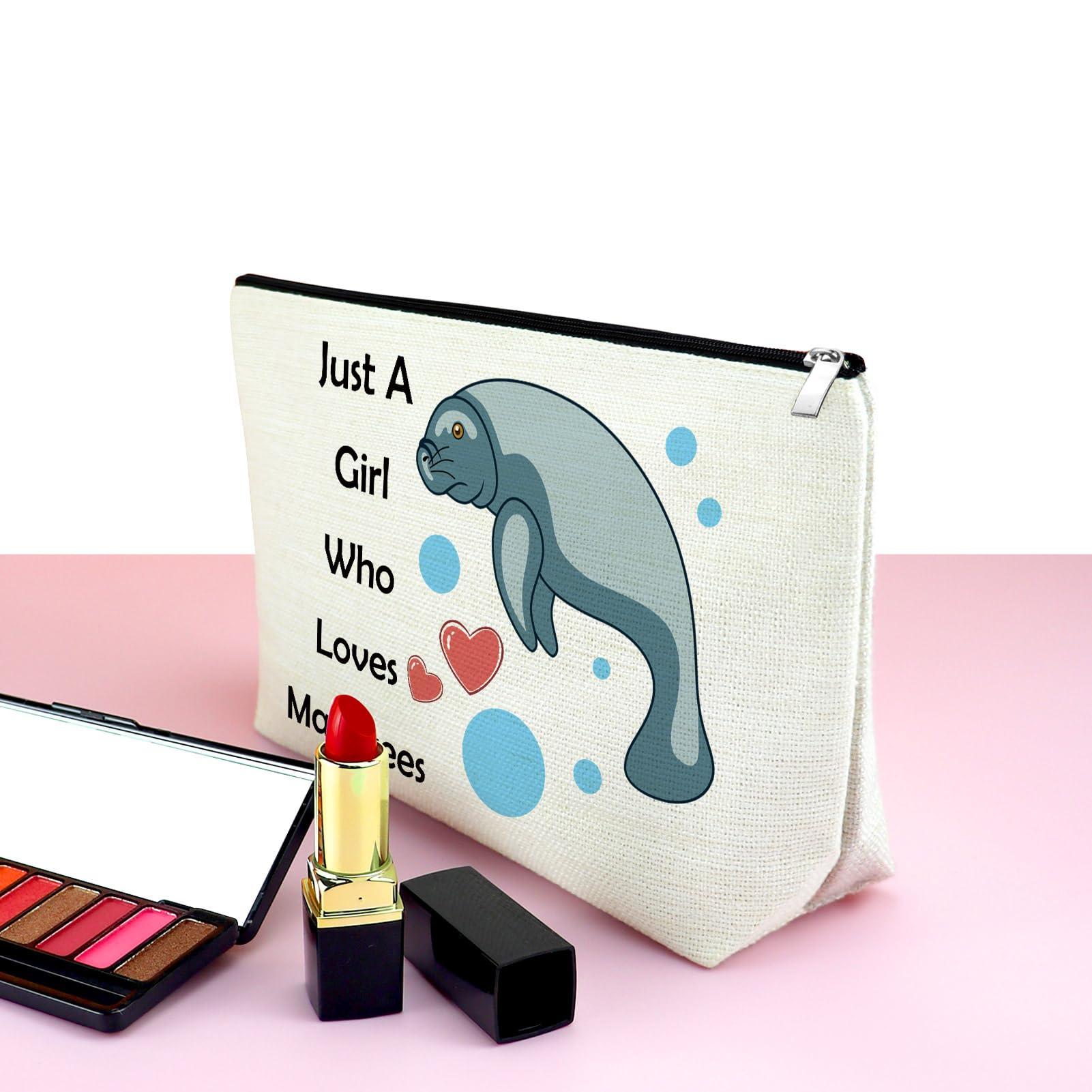 Mxrymvu Manatee Gifts Sea Animal Lover Gift Manatee Makeup Bag Manatee Lover Gift Friendship Gifts for Friends Sister Teen Girls Cosmetic Bag Birthday Christmas Thanksgiving Gifts Travel Cosmetic Pouch