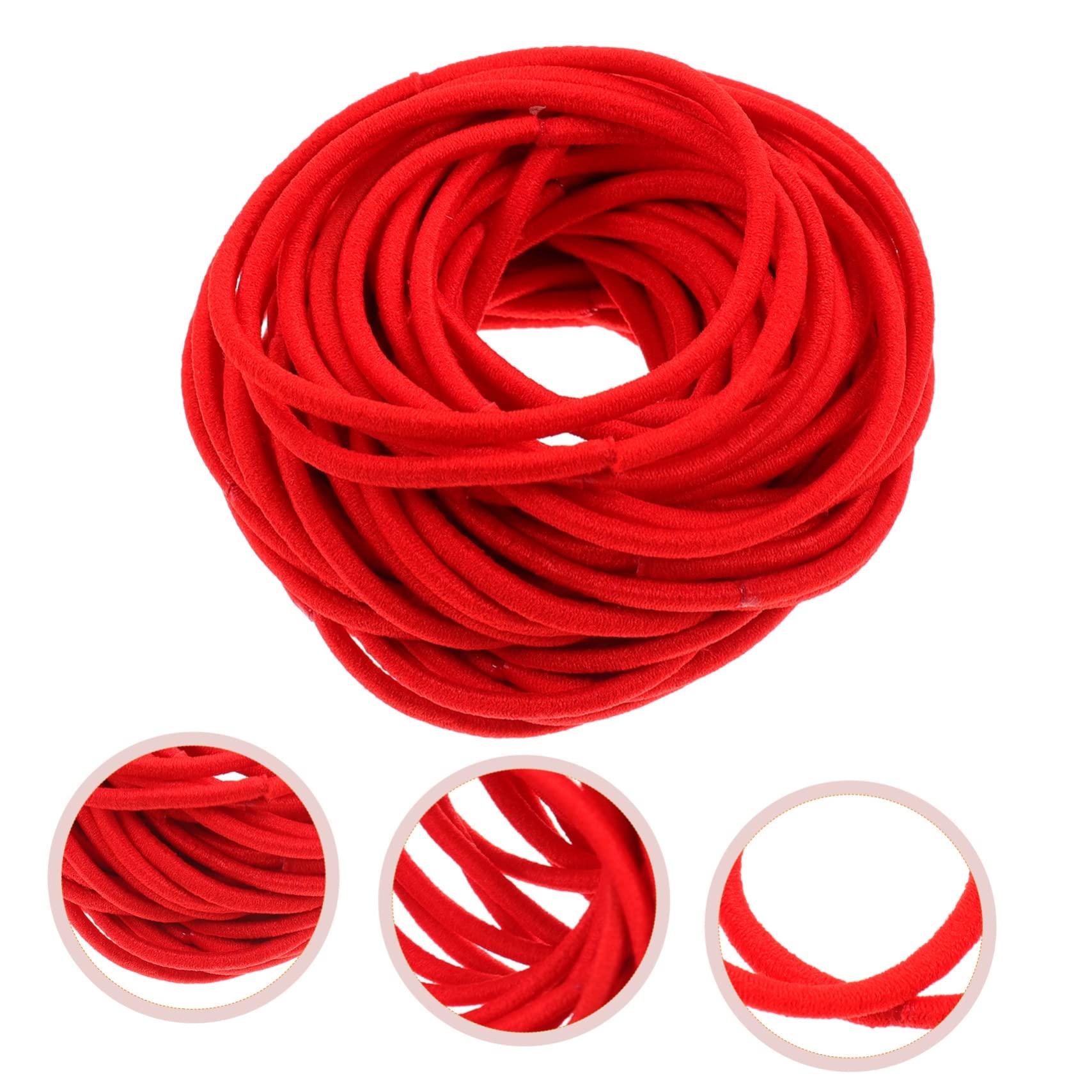 FOYTOKI FOYTOKI 100pcs Thin Hair Band Hair Bands for Men Hair Ties with Balls Mens Hair Ties Hair Balls for Hair Hair Tie Clear Elastic Hair Ties Headband Rubber Bands Small Nylon Red