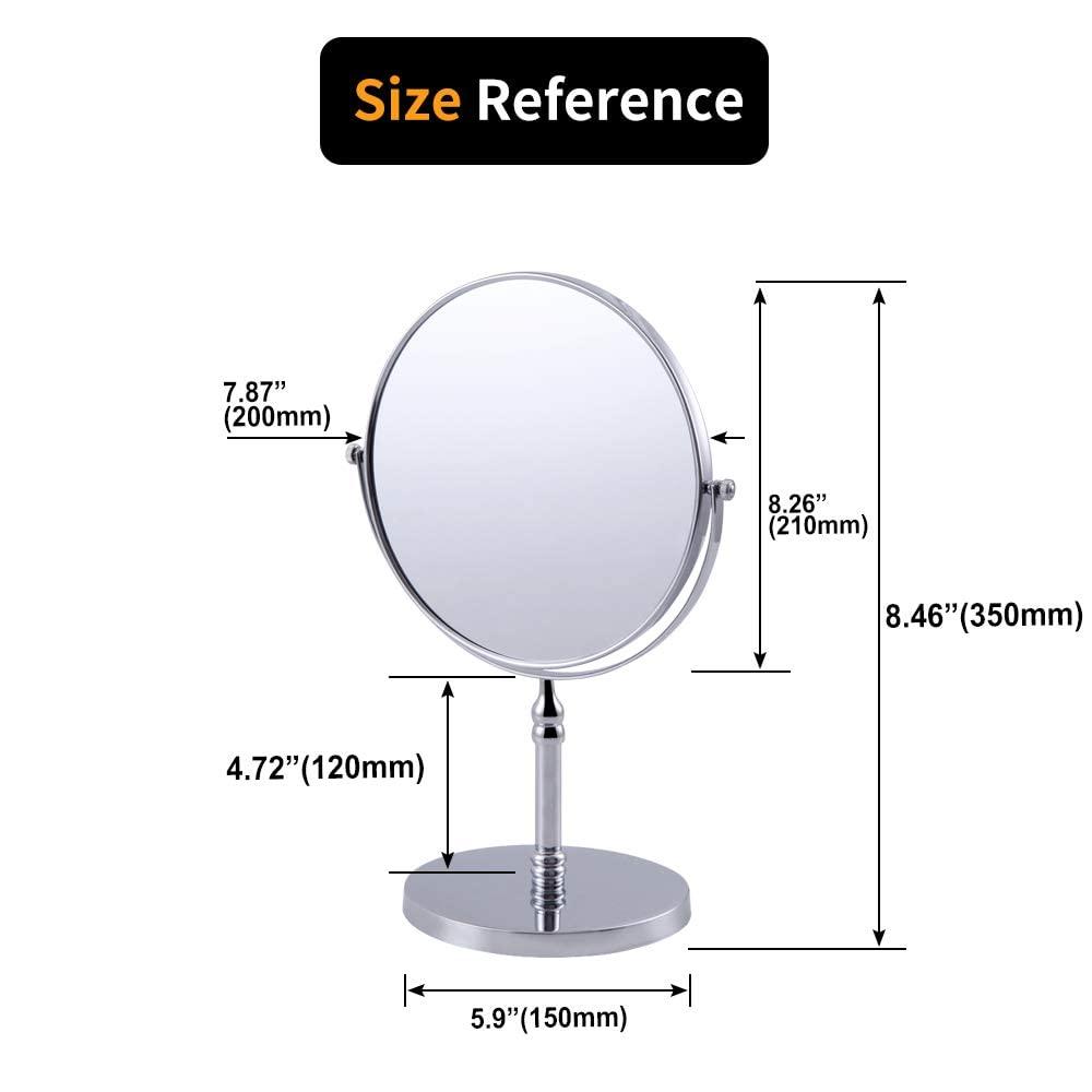 kimzcn kimzcn 8-inch Large Double Sided Swivel Vanity Mirror with 3 x Magnification, Oval Shaped Two-Sided Makeup Mirror, Bathroom Tabletop Mirror 1x/3x magnificationt,Chrome D500111C