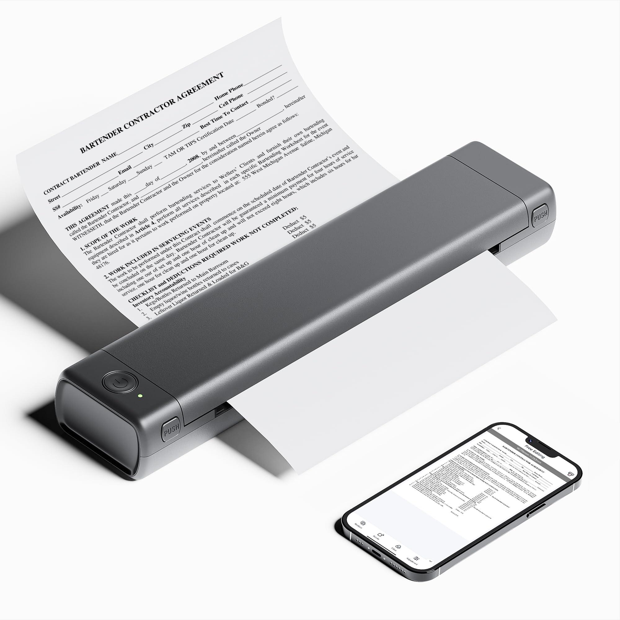 Phomemo Phomemo Wireless Portable Printer, Supports A4 8.27\"x11.69\", Inkless Mobile Printer Compatible with iOS, Android & Laptop, Portable Printers Wireless for Travel, Mobile Office, School, Home, Car