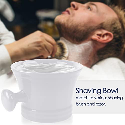 Linkidea Linkidea Ceramic Shaving Mug with Knob Handle, Deep Size Wet Shaving Cup, Razor Shave Soap and Cream Bowl for Men, White