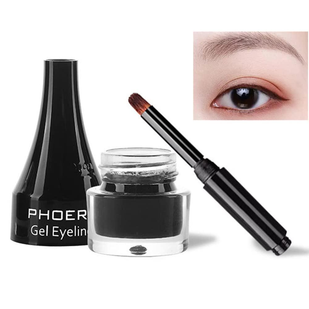 Go Ho Go Ho Dark Brown Gel Eyeliner Pot,Matte Cream Eyeliner Makeup,Smooth Highly Pigmented Long Lasting Gel Eyeliner with Brush,Eye Liner Gel Pot for Women,203 Brown