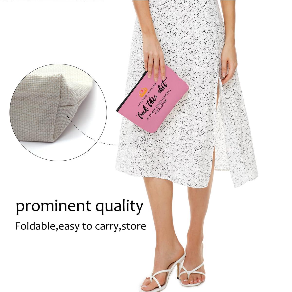 Blue Leaves Funny Gifts for Women, Aunt, Strong Women Retirement Gifts Cool Gifts for Coworkers, Hostess Gift Ideas Gag Gifts Birthday Girls Weekend Fun Gifts Makeup Travel Bag Inspirational Cosmetic Bag