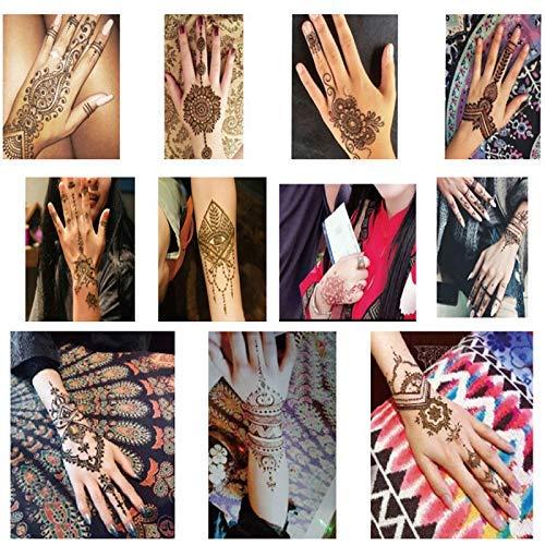 XMASIR Xmasir Henna Tattoo Stencils Kit Pack of 22 Sheets, Temporary Tattoo Templates Indian Arabian Tattoo Sticker for Hands Body Art