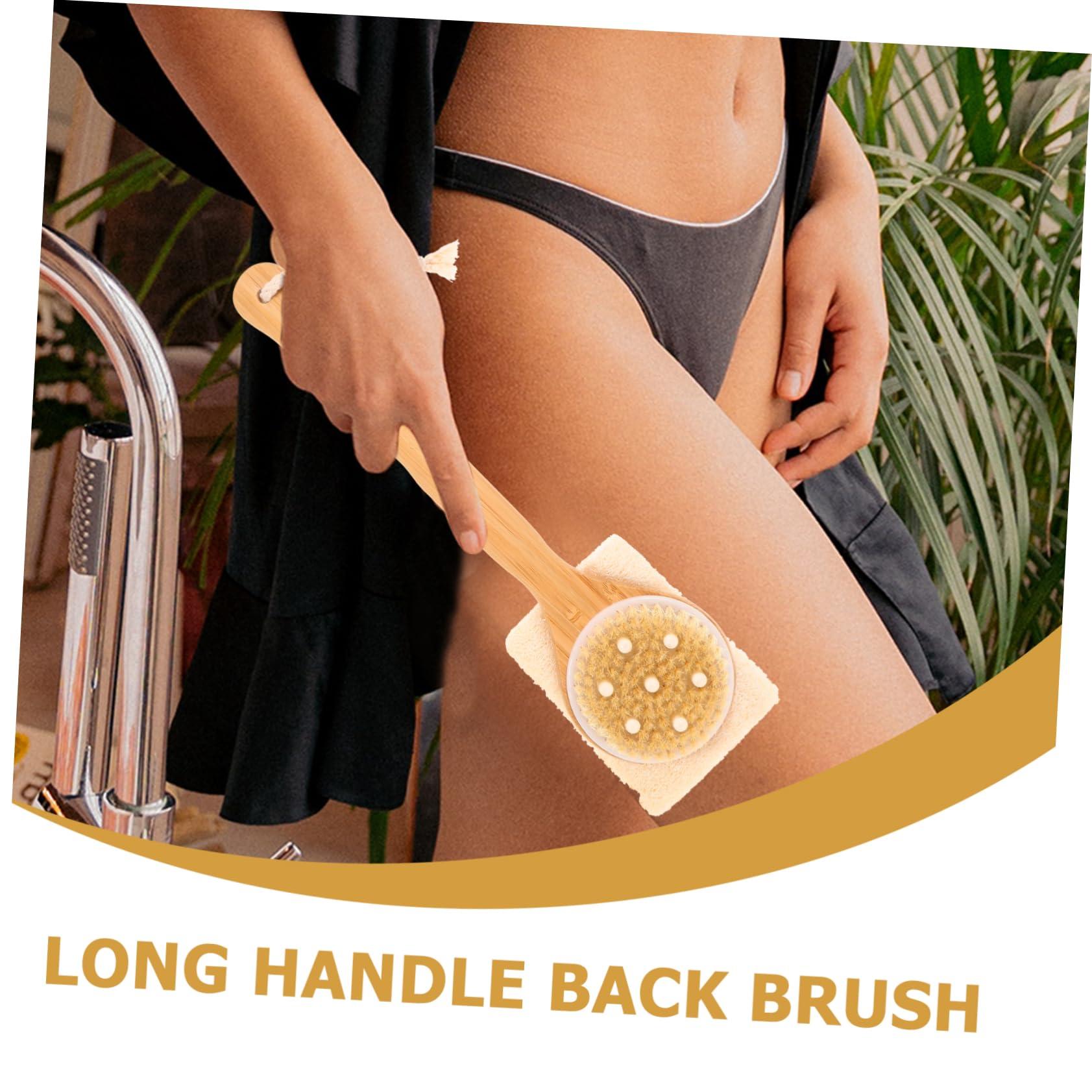 Beaupretty Beaupretty Natural Loofah Stick Bath Brush Handle Body Skin Scrubber for Shower Bath