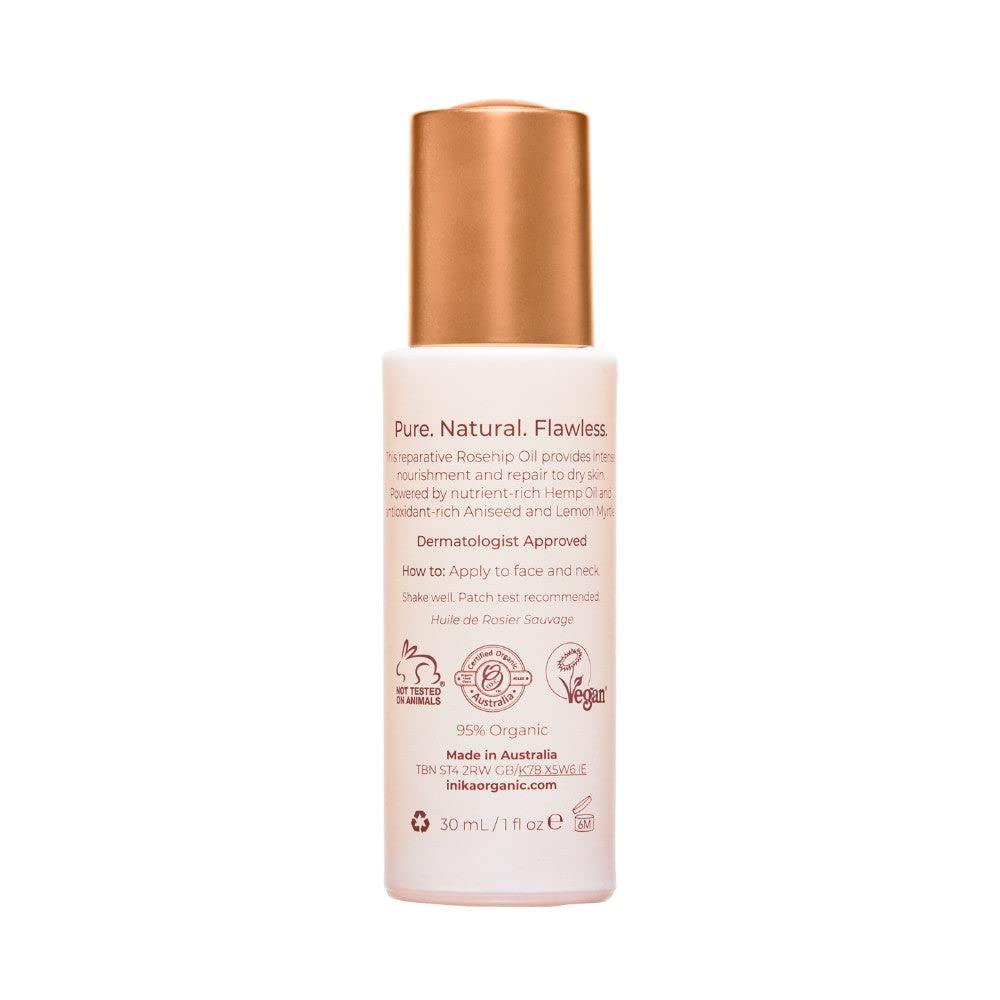 INIKA INIKA Organic Phyto-Active Rosehip Oil. Luxurious blend of Rosehip and antioxidant rich botanical Extracts to protect, plump and smooth skin. Natural, Vegan and Cruelty-Free Formula.