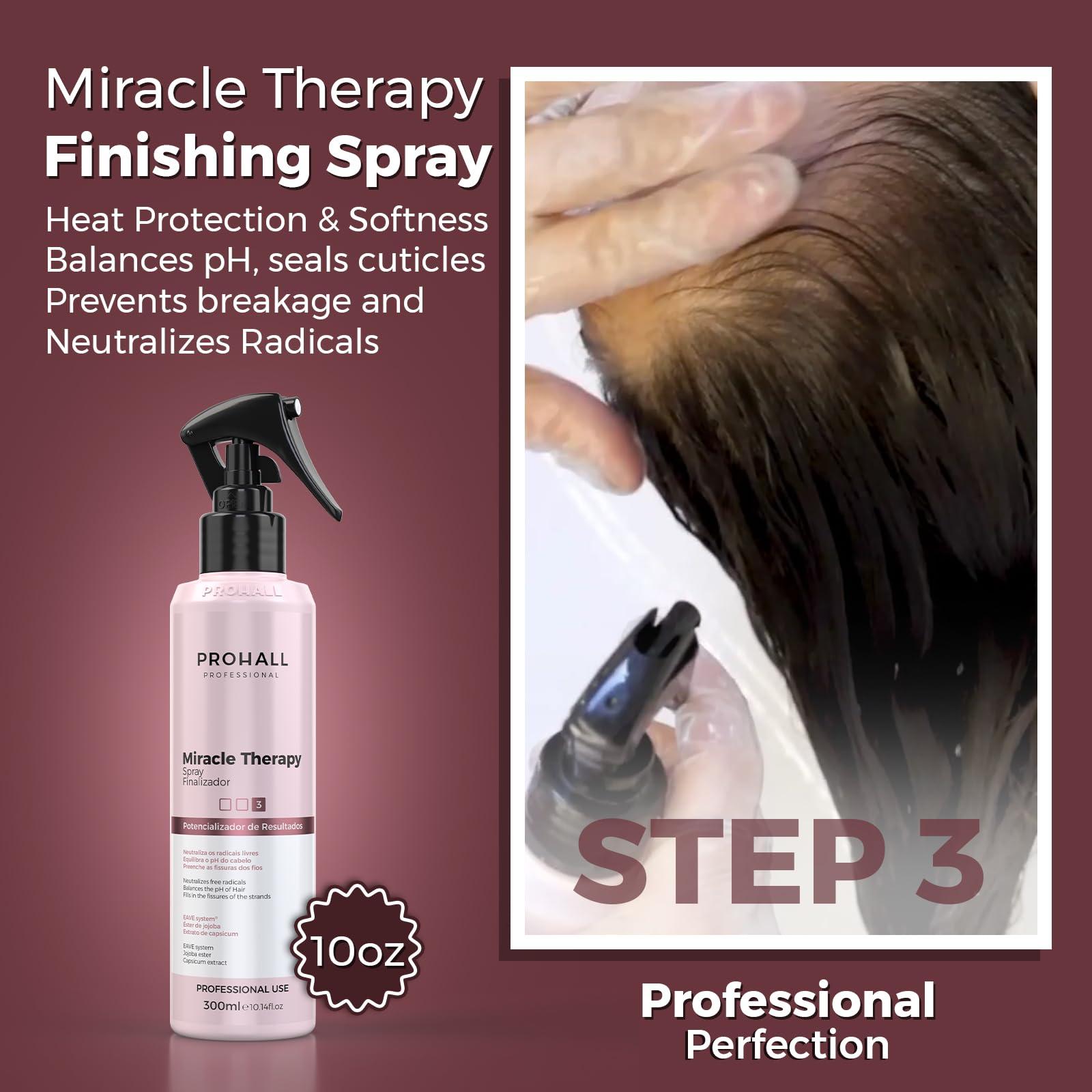 Prohall Cosmetic Brazilian Keratin Hair Treatment Blowout Complex- Prohall Miracle Therapy Kit 44Floz/ 1300ml- Formaldehyde Free Keratin Treatment at Home -Queratina Brasilea Keratina Para Alisar el Pelo Sin Formol