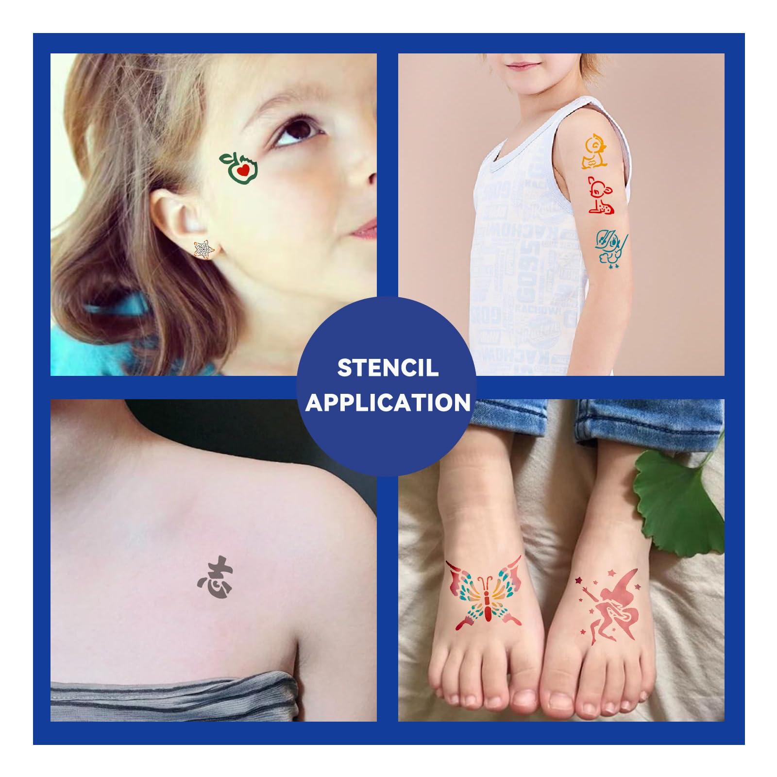 SAGUDIO SAGUDIO 100pieces Reuseable Airbrush Temporary Tattoo Stencils Book Airbrush Tattos for Face, Body, Paint Art, Hobby