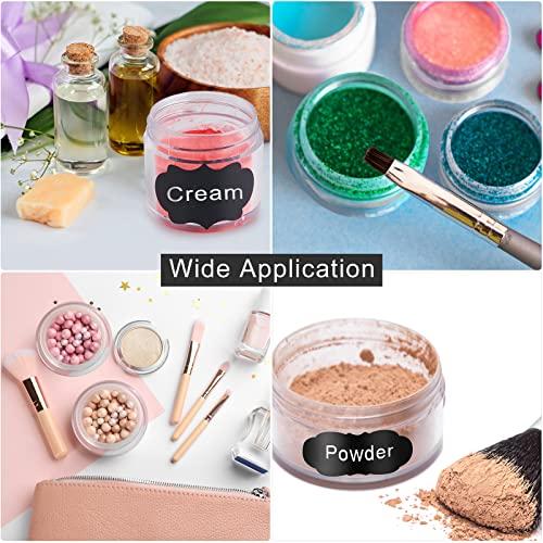 Potchen Potchen 100 Set Plastic Jars Makeup Travel Makeup Container with Lids Slime Storage Containers for Creams Toiletries Small Containers with Lids Chalkboard Label Stickers Marker (White, 1 oz)