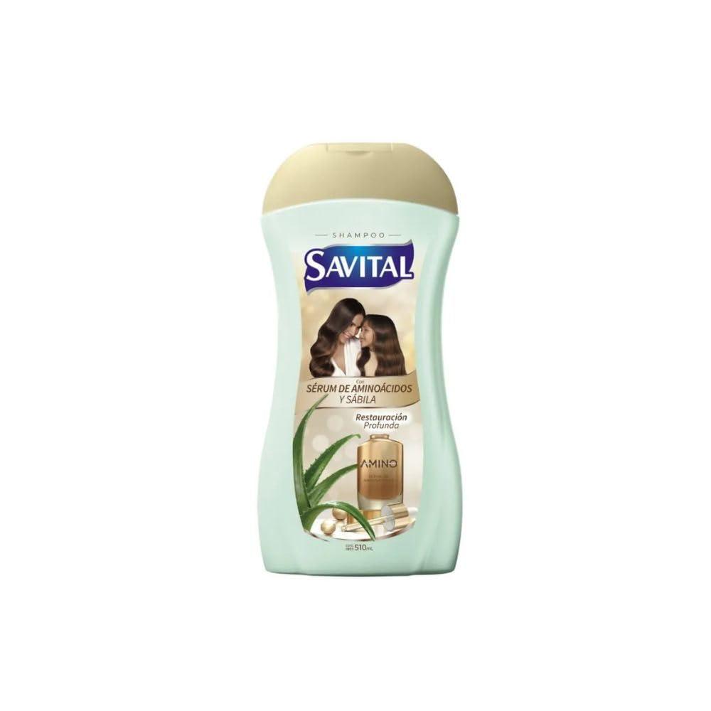 RUUFE Savital Shampoo Colombiano (4 Pack) Savital Shampoo Serum de Aminoacidos y Sabila, Savital Acondicionador Aminoacidos, Savital Crema para peinar y Savital Tratamiento de Aminoacidos y Sabila