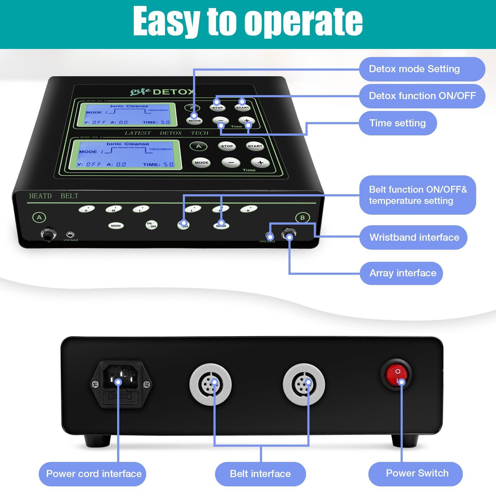 VnioLife VnioLife Dual Ionic Foot Bath Detox Machine, Ion Cleanse Detox Foot Spa Set of 2 with Arrays, Heated Waist Belt | 5 Detox Modes, Time Preset