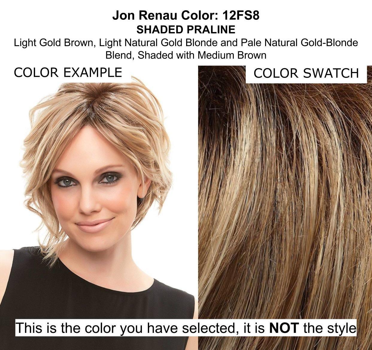 Jon Renau Maxwigs Kristen Wig Color 12FS8 Shaded Praline - Jon Renau Wigs 10.5\" Mid Length Bob Face Framing Synthetic Smart Lace Front Natural Hairline Open Cap Adjustable Womens Bundle MaxWigs Booklet, Comb