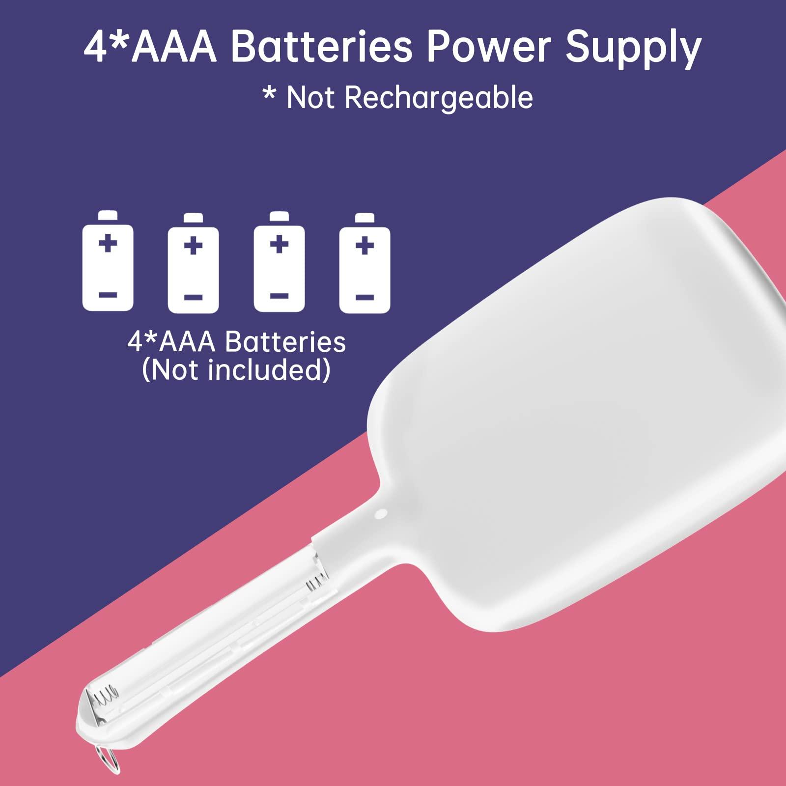 Famihomii Lighted Handheld Mirror with 3 Light Color and Dimmable, 6.2'' X 5.9'' Makeup Mirror, Wide Viewing Angle, Lightweight & Durable, 4 AAA Battery, Versatile & Hangable for Makeup Application (White)