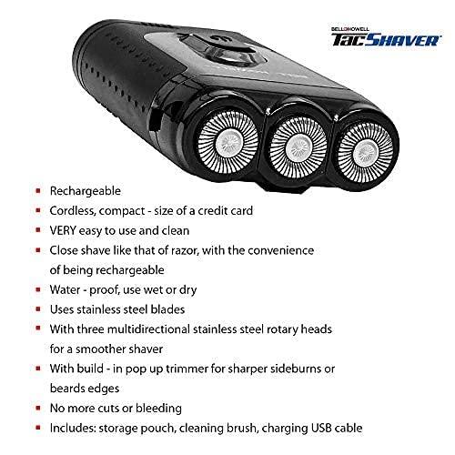 Bell+Howell Tacshaver by Bell+Howell Moustache and Beard Rotary Shaver with Pop-up Trimmer for Sharper Moustache and Sideburn Edges Seen On TV (Set of 2 Rechargeable)