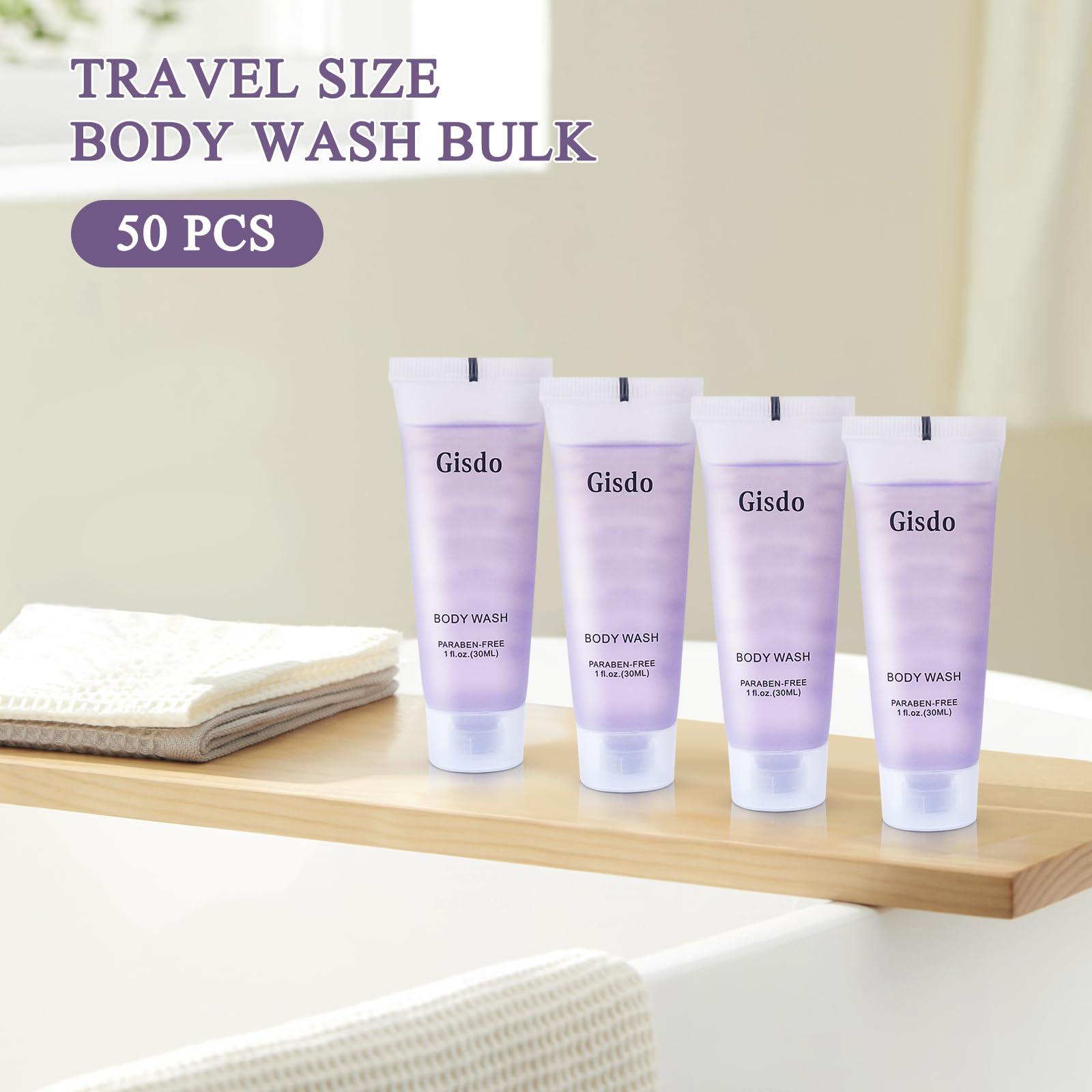 Gisdo Gisdo Travel Size Body Wash Bulk (1 fl oz, 50 Pack), Refreshing Hotel Body Wash, Mini and Small Size Shower Gel, Guest Hotel Toiletries in Bulk