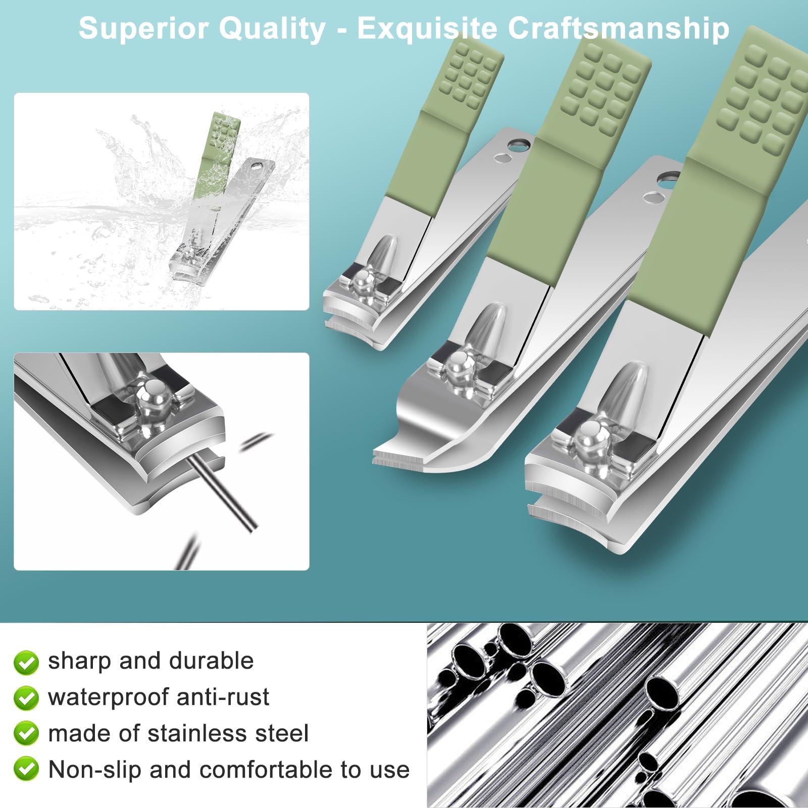Andrea Manicure kit Personal Care Mens Grooming Kit, 30 in 1 Professional Nails Kit Pedicure Kit, Nail Clippers for Men and Nail Tools Portable Set, with Luxurious Travel Case (Green)