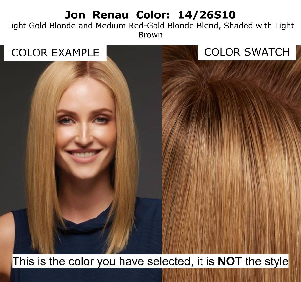 Jon Renau Maxwigs Kristen Wig Color 14/26S10 - Jon Renau Wigs 10.5\" Mid Length Bob Face Framing Synthetic Smart Lace Front Natural Hairline Open Cap Adjustable Womens Bundle MaxWigs Booklet, Comb