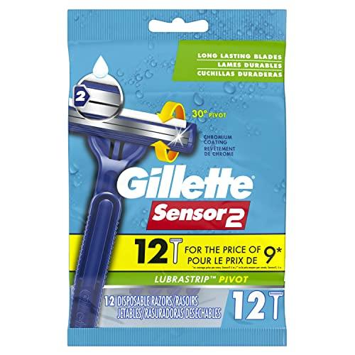 Gillette Gillette Sensor2 Pivoting Head + Lubrastrip Men's Disposable Razors, 12 Count