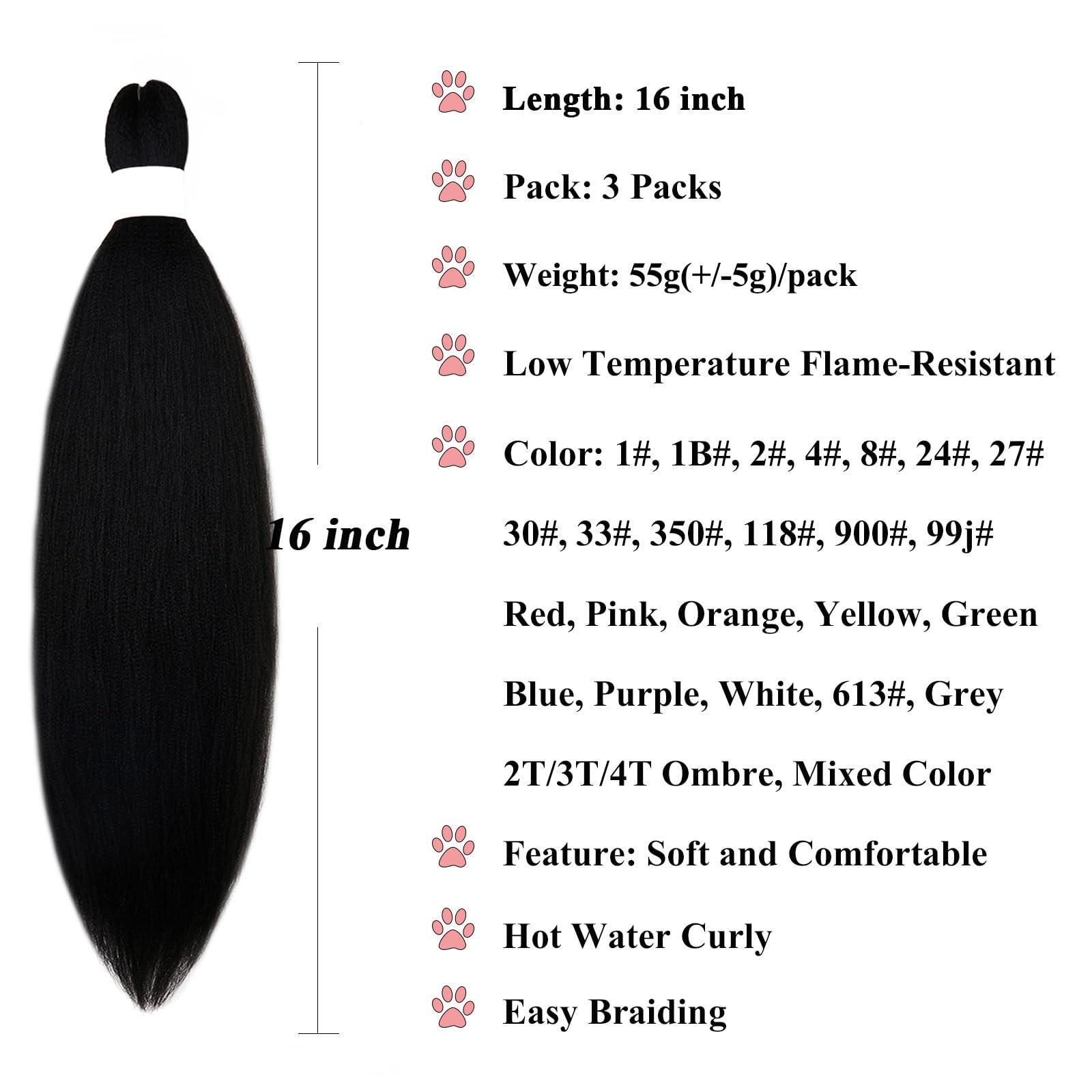 Ai Yuchen Ai Yuchen Short 1b Black Braiding Hair Pre Stretched Kids Braiding Hair Extensions for Braiding Box Braids Knotless Prestretched Braiding Hair 16 Inch