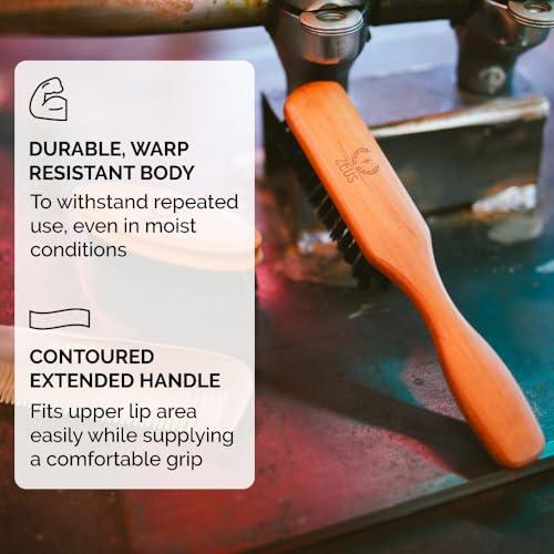 ZEUS ZEUS Boar Bristle Beard & Mustache Handled Brush Set for Men, Firm Bristle & Soft Bristle Brushes, Travel Beard Care Brushes with Handle (Made in Germany) TWO PACK