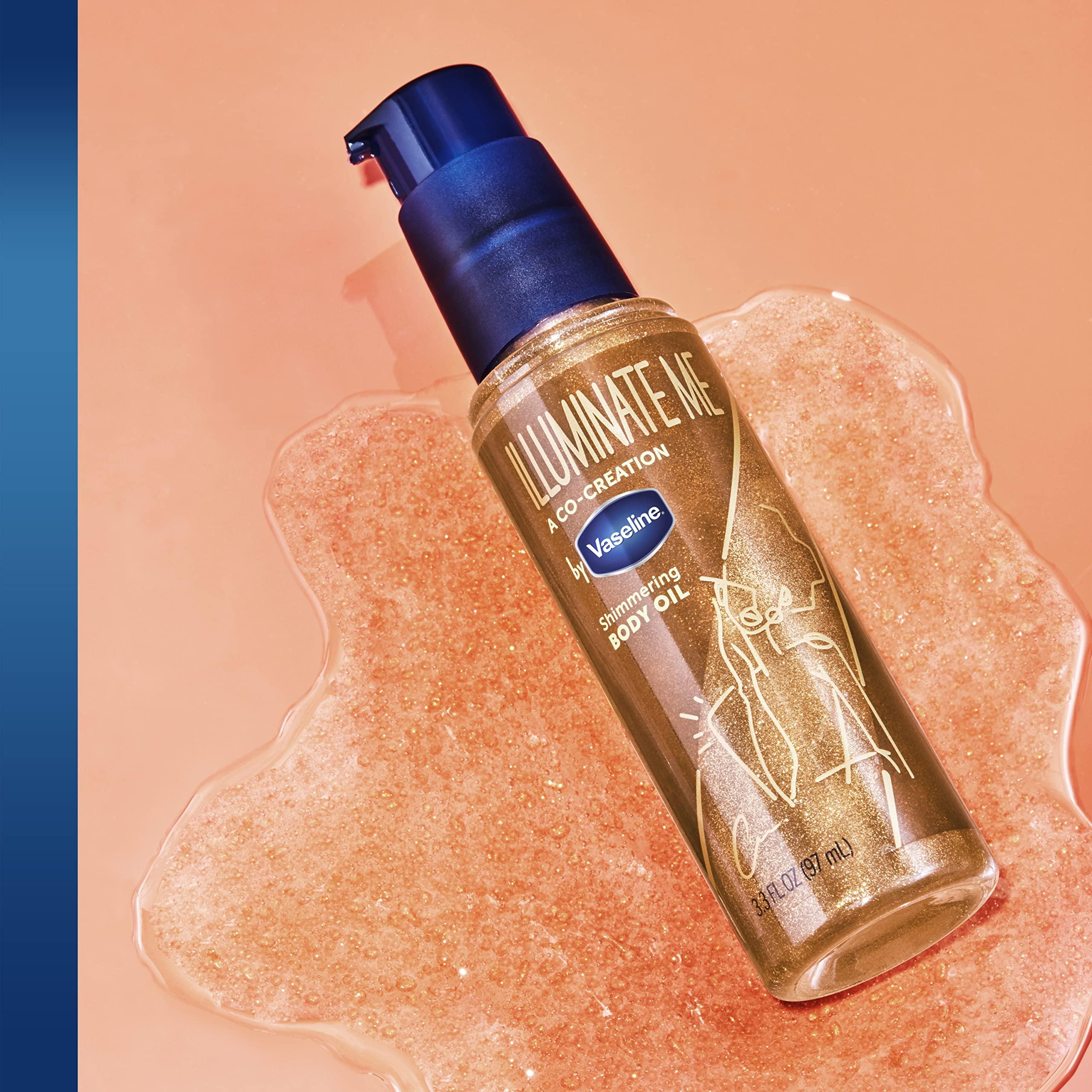 Vaseline Vaseline Illuminate Me Shimmering Body Oil Created for Melanin Rich Skin, Illuminates Skin with Finishing Touch of Shimmer for Glowing Skin 3.3 oz