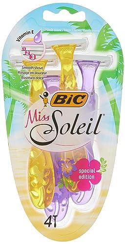 BIC BIC Miss Soleil disposable razors for women, 3 x 4 pack of disposable razors with 3 blades each, with vitamin E for a gentle shave, special edition