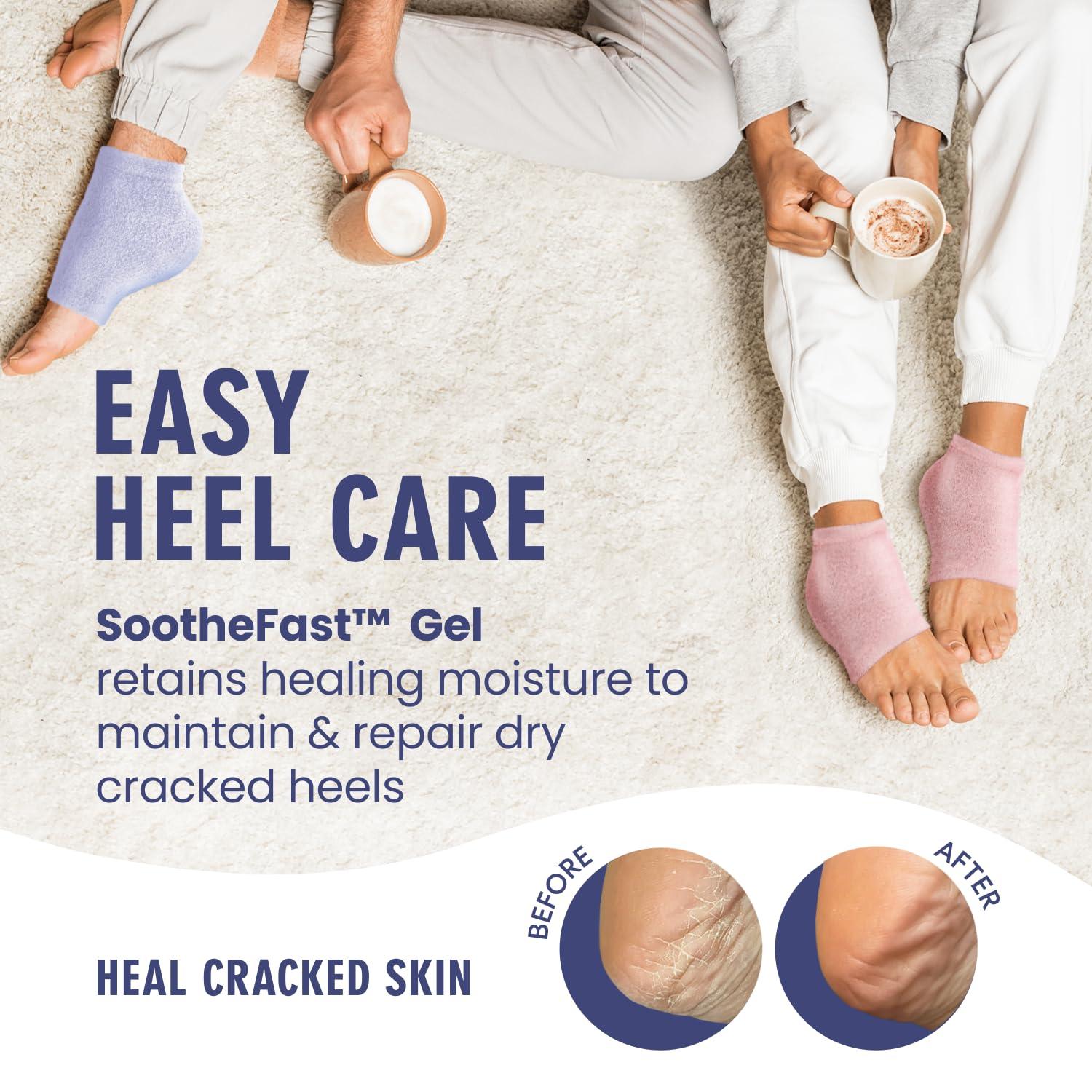 Dr. Frederick's Original Dr. Frederick's Original Moisturizing Fuzzy Heel Socks - 2 Pairs - Cozy Gel-Lined Sleep Socks for Women & Men - Soothes Dry, Cracked Feet - Heel Repair - Lilac Leisure