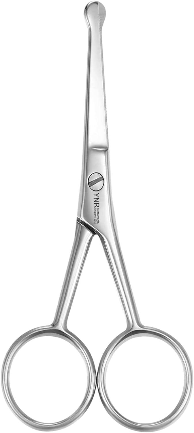 YNR 10CM Premium Nose Hair Scissors, Rounded Tip for Trimming Small Details Facial Hair, Ear Hair, Eyebrow