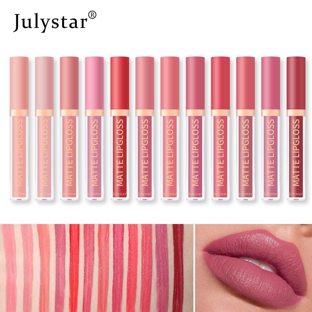 Julystar Julystar 12 Color Matte Lip Gloss Long Lasting Waterproof Liquid Lipstick, Non-Sticky, Matte Finish, Cruelty-Free, Gift for Women (11)