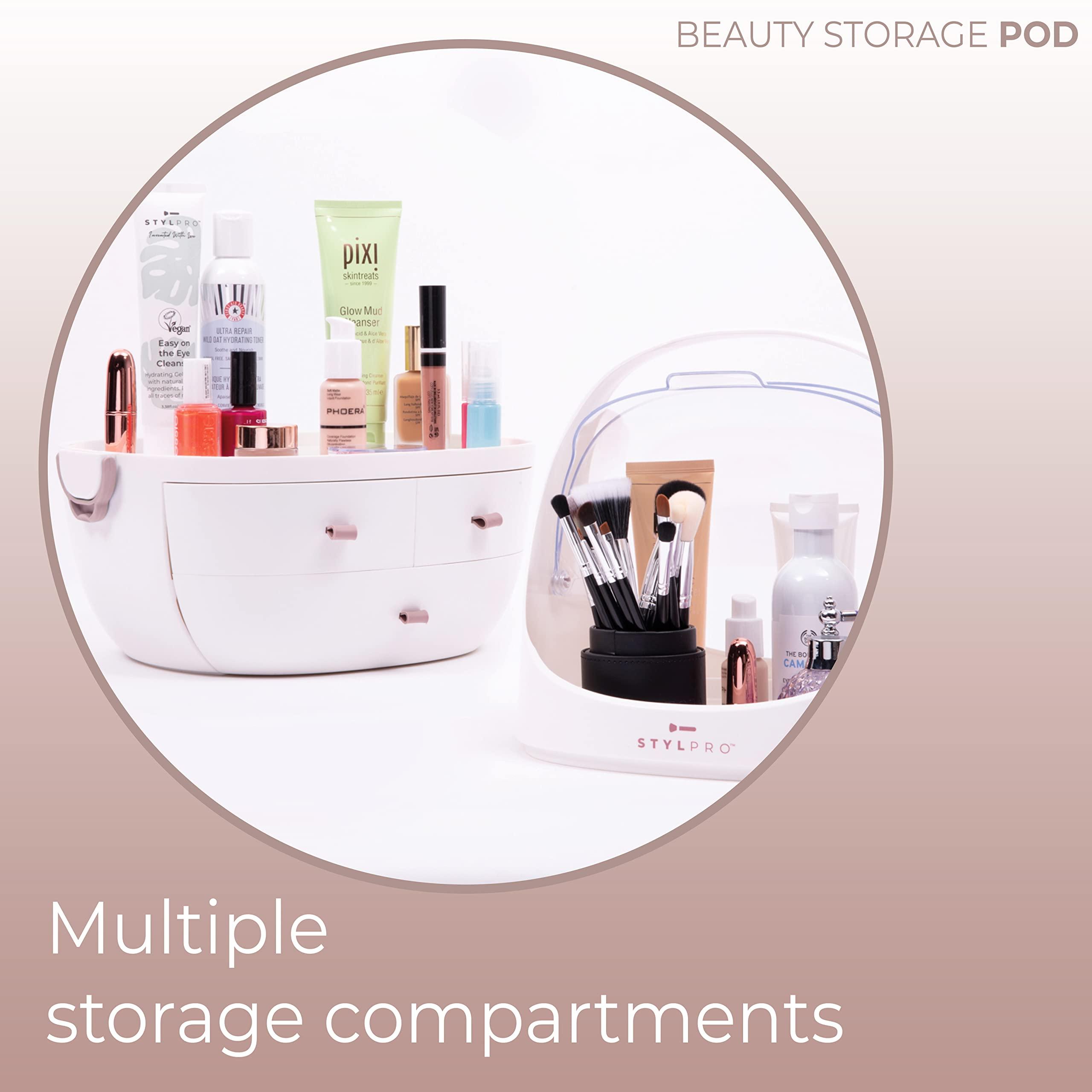 stylPro stylPro Stylideas Beauty Storage Pod - Makeup Organizer - Portable Makeup Case with 4 Sections, 3 Drawers, Transparent Display and Handle - 1 pc