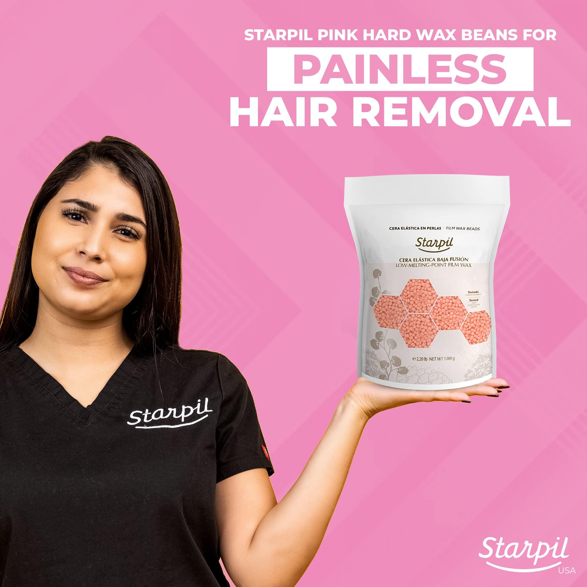Starpil Starpil Wax 1000g / 2.2 lb Pink Hard Wax Beans for Painless Hair Removal, Stripless Wax Beads , Polymer Blend Low Temperature Wax for Face, Bikini, Brazilian, Legs, Underarm, Back and Chest.