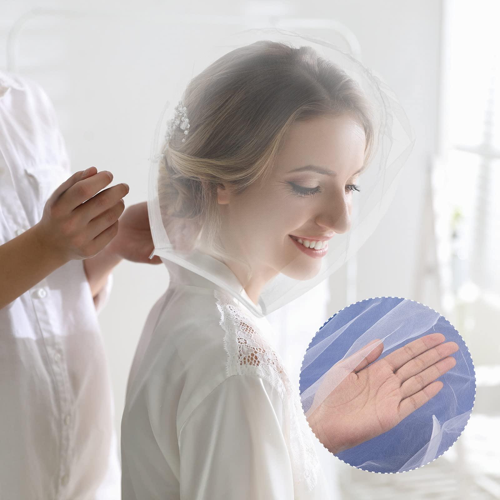 Flutesan Flutesan 3 Pieces Makeup Protector Hood Nylon Chiffon Makeup Hood Zipper Closure Makeup Face Cover for Women Beauty Weddings(White)