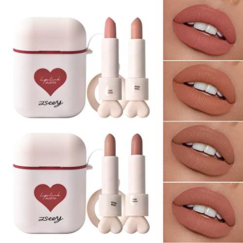 ICE LOVE ICE LOVE Silky Mist Matte Lipstick Set, Long Wear Waterproof Moisturizing Velvet Lipstick, Non-Stick Cup Lip Make Up, Lip Gloss Set for Women (2pcs/Set). (IL-ZS0002-B)