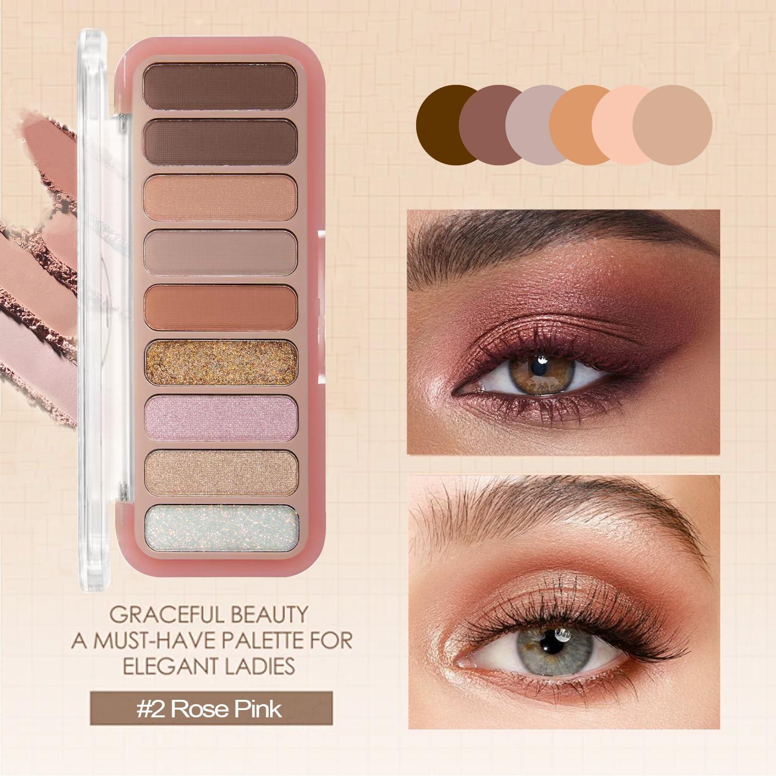 Miniling 9 Colors Matte Naked Eyeshadow Palette Taupe & Brown Nude Neutral Eye Shadow Makeup Pallet Matte Pigments Naturing-Looking Ultra-Blendable Long Lasting Smooth Cement Color Shades (#2 Rose Pink)