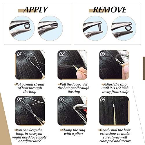 SEGO SEGO Micro Beads Hair Extensions Human Hair 14 Inch Natural blonde Micro Loop Human Hair Extensions Natural Straight Micro Ring Human Hair Extensions 50g 100 Strands Cold Fusion Hair Extension 24#