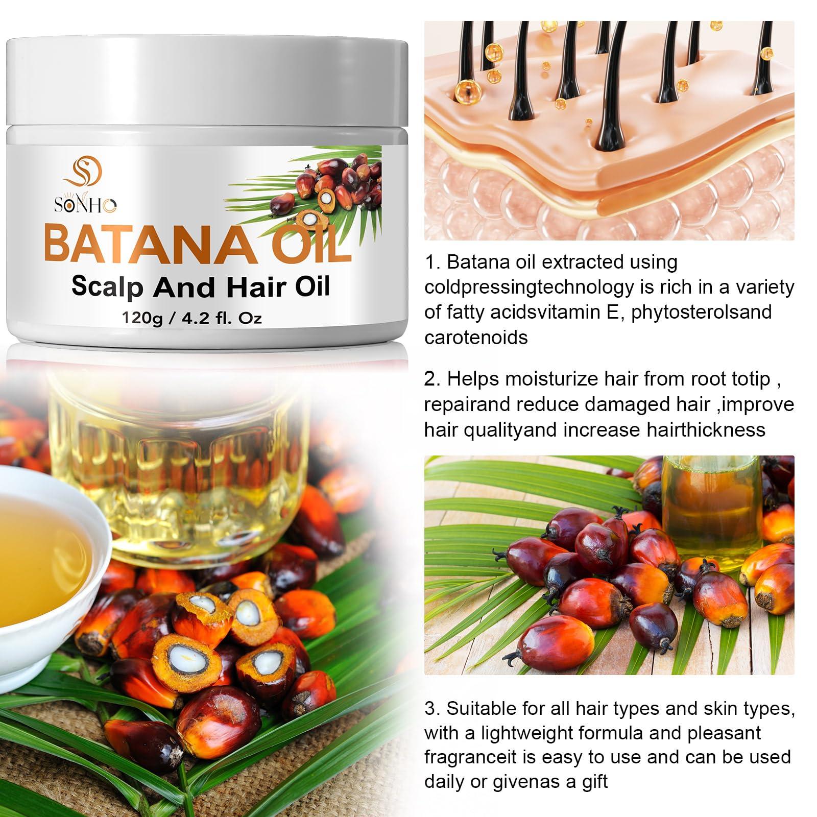 SONHO Premium Raw Batana Oil - Dr Sebi & Dr Truth Recommended - batana oil from Honduras.100% Organic. Promotes Hair Growth and thickness, for Men & Women Unrefined, Hypoallergenic, Prevents Hair Loss.