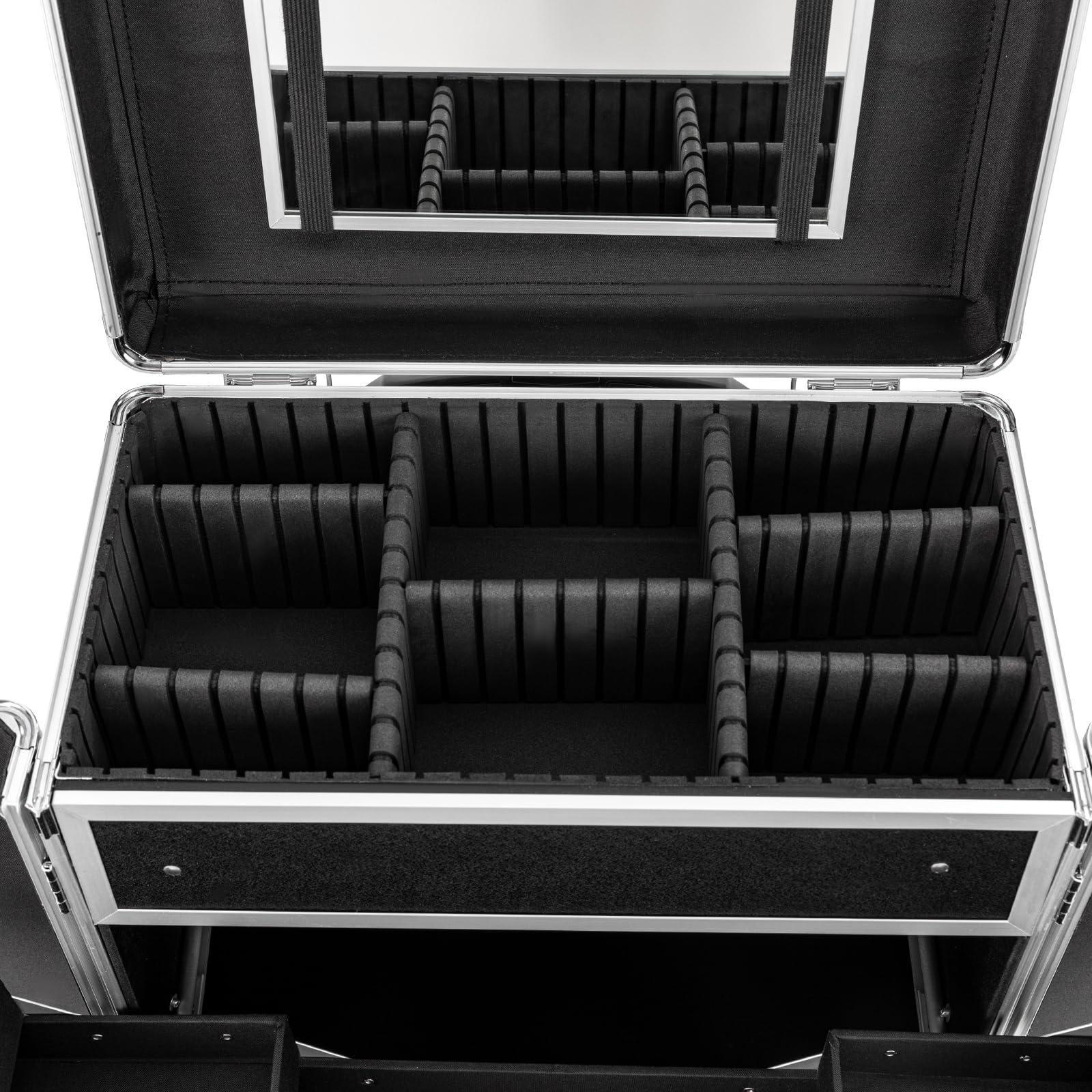 TOWOHIPPKI TOWOHIPPKI Professional Makeup Train Case, Multi-functional Cosmetic Case, Large Capacity Cosmetic Luggage Trolley Rolling Makeup Train Case for Nail, Aesthetic Supplies