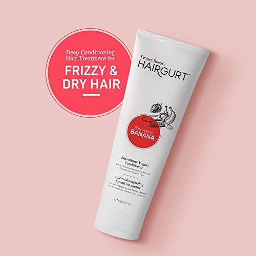 Hairgurt Hairgurt Smoothing Yogurt Hair Care 3-Piece Set - Strawberry Banana - Natural Shampoo, Conditioner and Hair Mask, Smoothes Dry, Damaged, Frizzy & Color-Treated Hair