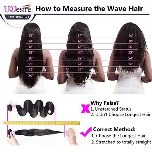 UDesire UDesire 10A Brazilian Virgin Hair Body Wave 3 Bundles(14 16 16,285g,Natural Black)100% Unprocessed Brazilian Hair Bundles Weave Weft Brazilian Body Wave Remy Human Hair Extenions