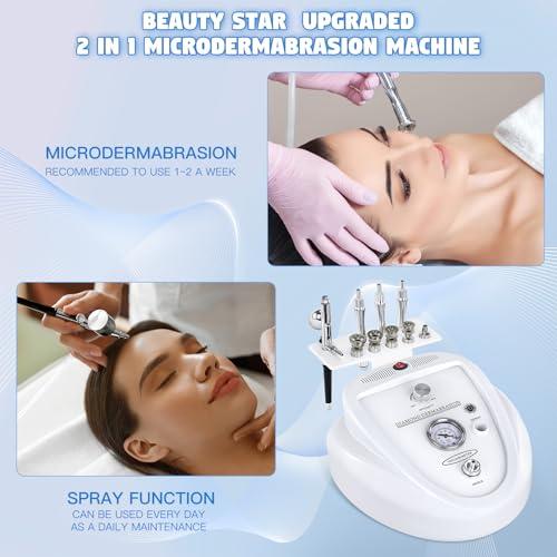 Beauty Star Upgraded 2 IN1 Diamond Microdermabrasion Machine, Beauty Star Professional Diamond Dermabrasion Facial Devices System at Home, Face Pore Cleansing Tool(65-68cmHg Vcuum Suction)