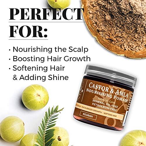 Qhemet Biologics Qhemet Biologics Castor & Amla Nourishing Pomade - Vegan Pomade and Scalp Conditioner with Castor Oil and Amla - Adds Softness, Pliability & Sheen to Locs, Cornrows, Twists & Loose Hair (4 oz)