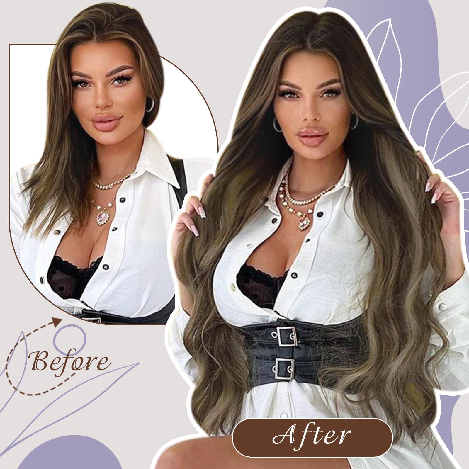 Full Shine Full Shine 24 Inch Hair Extensions Real Human Hair Weft Hair Extensions Balayage Sew in Hair Extensions Real Human Hair Weft Extensions