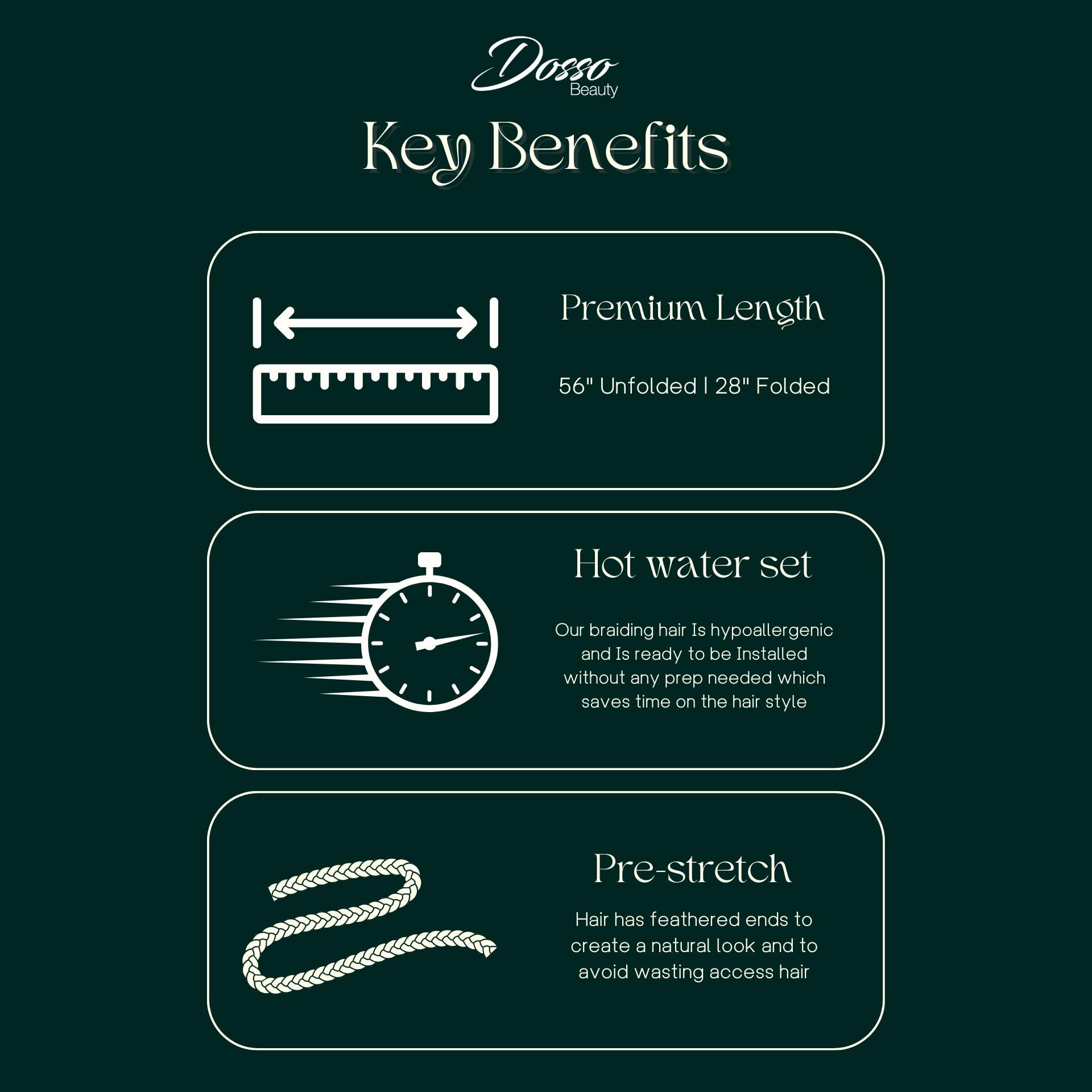 Dosso Beauty Dosso Beauty Single Pack Hypoallergenic Pre-Stretched Braiding Hair (28\", Purple), Itch-Free, Fast Drying, Light-weight, Hot Water Set, Soft Texture, Straight